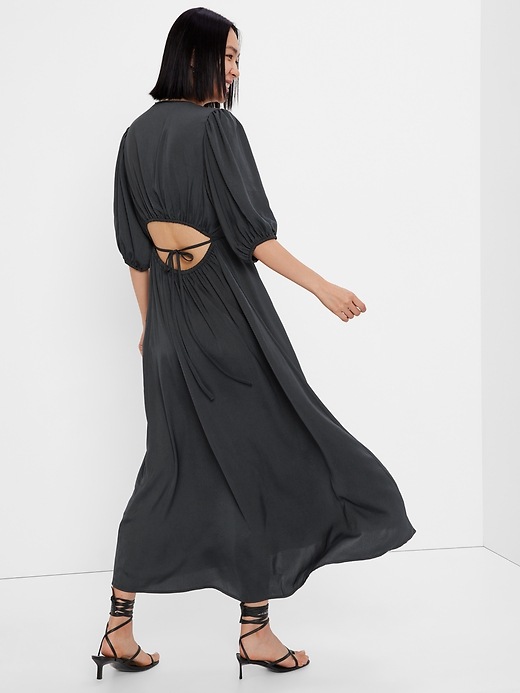 gap cut out dress GAP womens small tie front cut out maxi dress a-line silhouette v neck relaxed