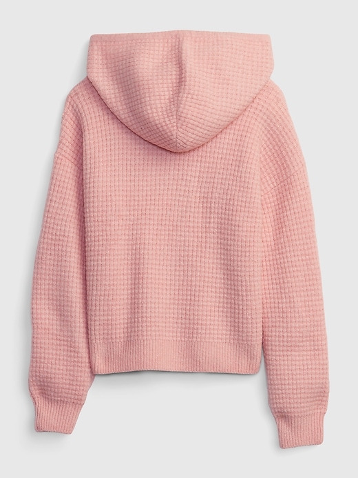 2 of 8 showing, with the color pink standard of product Kids Waffle Hoodie Sweater