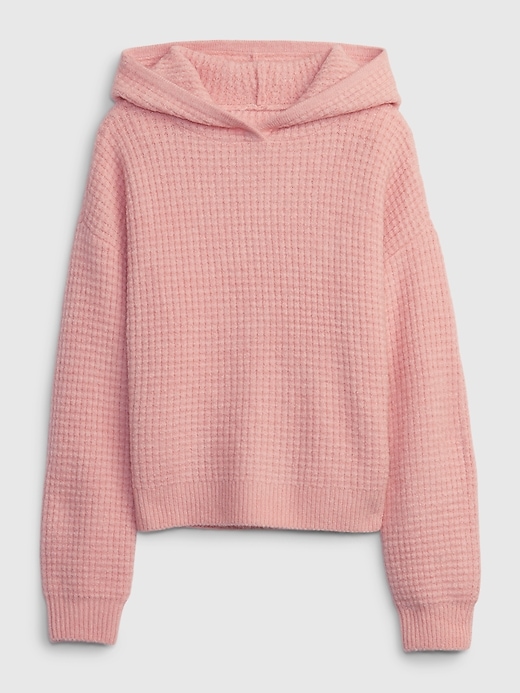 1 of 8 showing, with the color pink standard of product Kids Waffle Hoodie Sweater