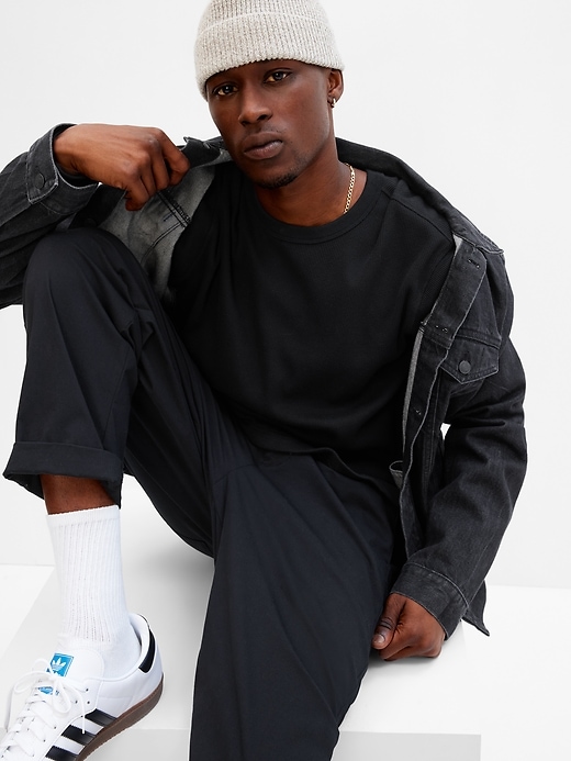 1 of 8 showing, with the color true black of product Waffle Crewneck T-Shirt