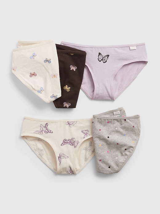 1 of 8 showing, with the color multi of product Kids Organic Cotton Butterfly  Bikini Briefs (5-Pack)
