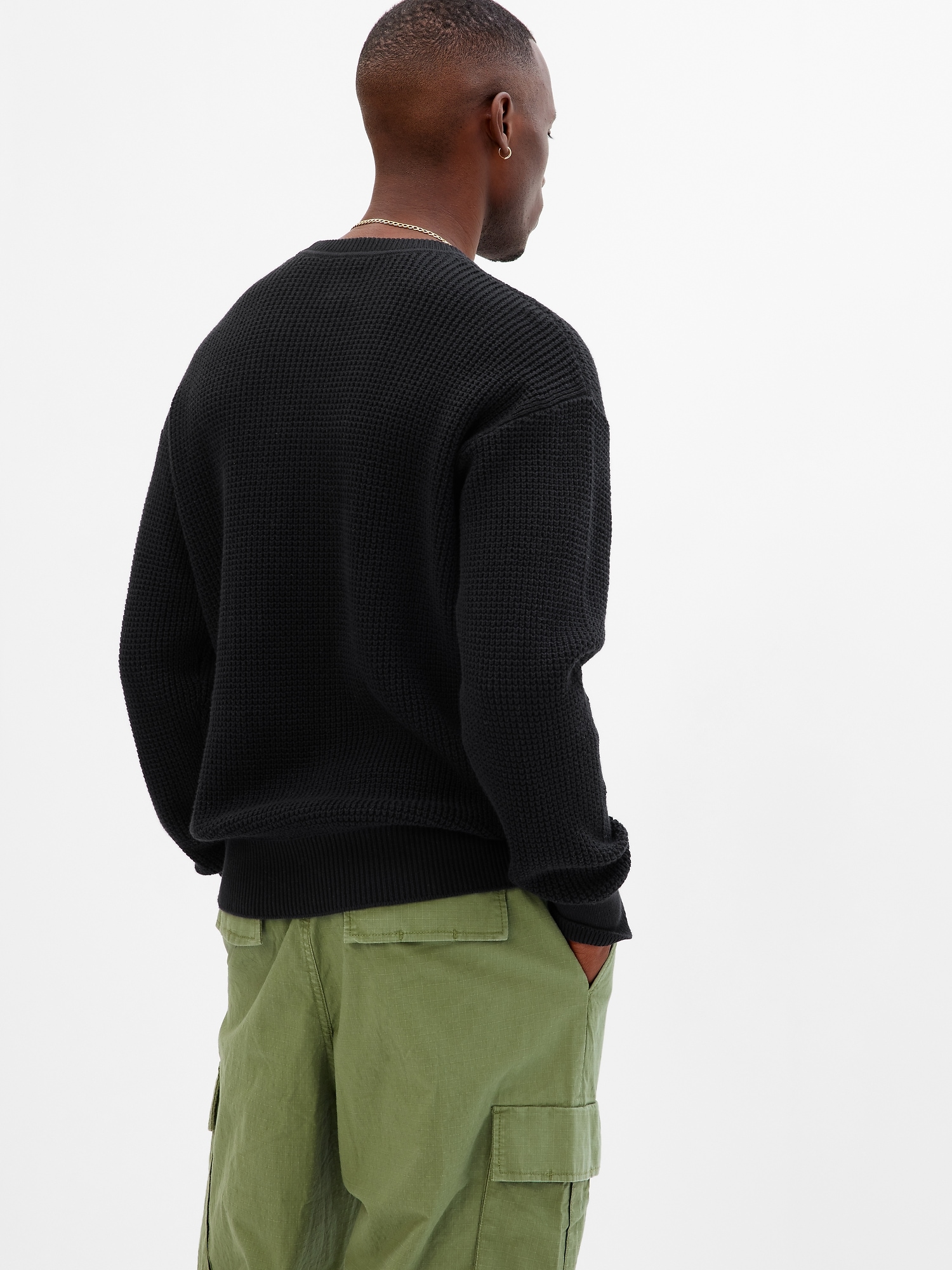 gap waffle crewneck sweater