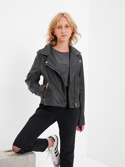Teen 100% Recycled Faux-Leather Moto Jacket