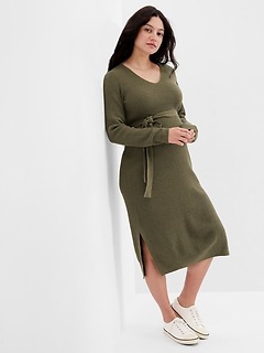 Maternity Belted Midi Sweater Dress | Gap