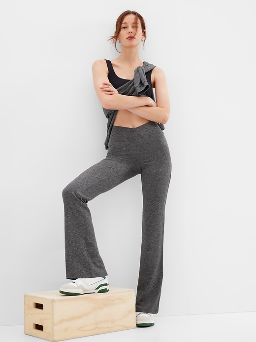 Image number 1 showing, GapFit Brushed Jersey Flare Pants