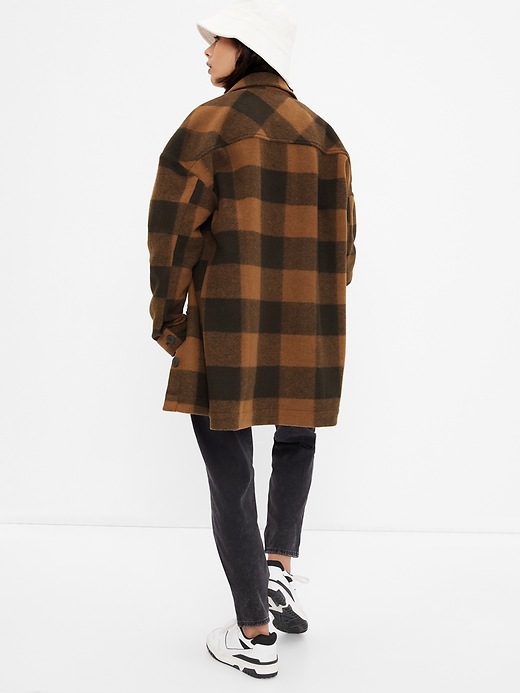 2 of 8 showing, with the color BROWN PLAID of product Teen Oversized Plaid Shirt Jacket