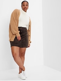 Snap-Front Corduroy Mini Skirt