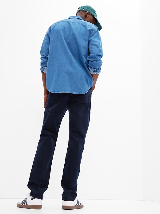 2 of 8 showing, with the color tapestry navy of product Slim Corduroy Pants in GapFlex with Washwell