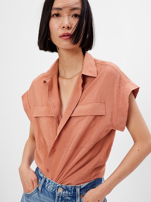 1 of 8 showing, with the color cedarwood brown of product Utility Shirt