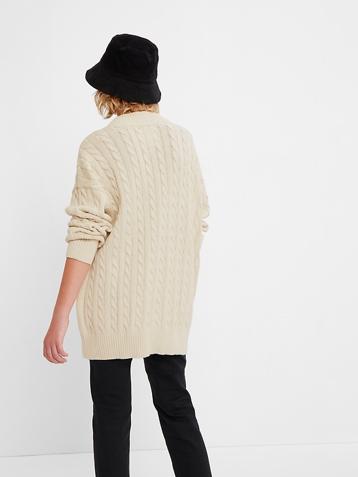 2 of 8 showing, with the color birch of product Teen 100% Organic Cotton Oversized Cable-Knit Sweater