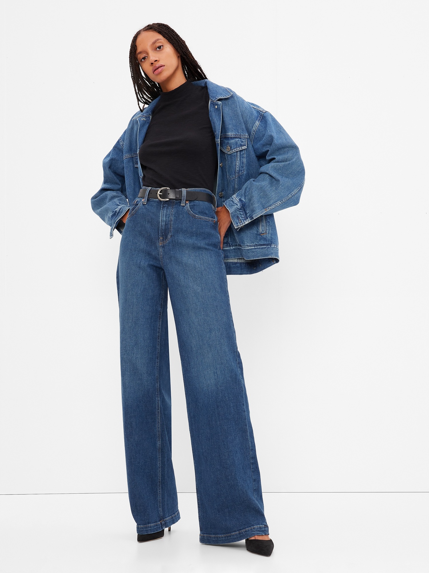 High Rise Stride Wide Leg Jeans Gap