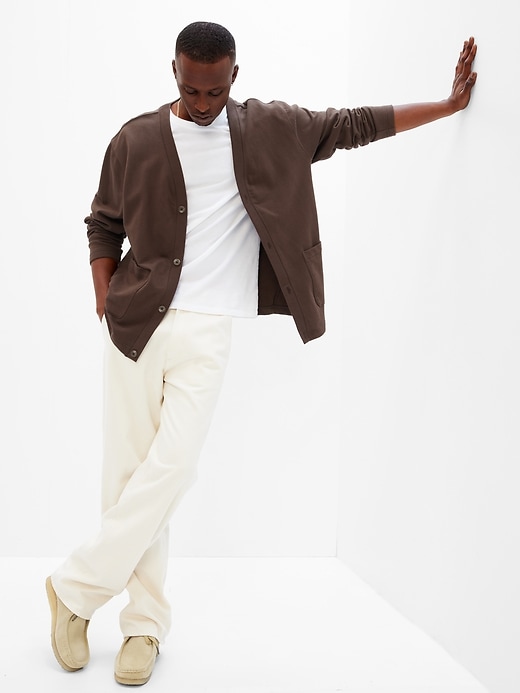 1 of 8 showing, with the color woodsy brown of product Organic Cotton Cardigan Sweatshirt