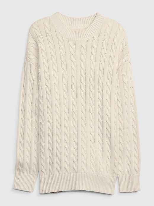 Image number 3 showing, Teen 100% Organic Cotton Oversized Cable-Knit Sweater