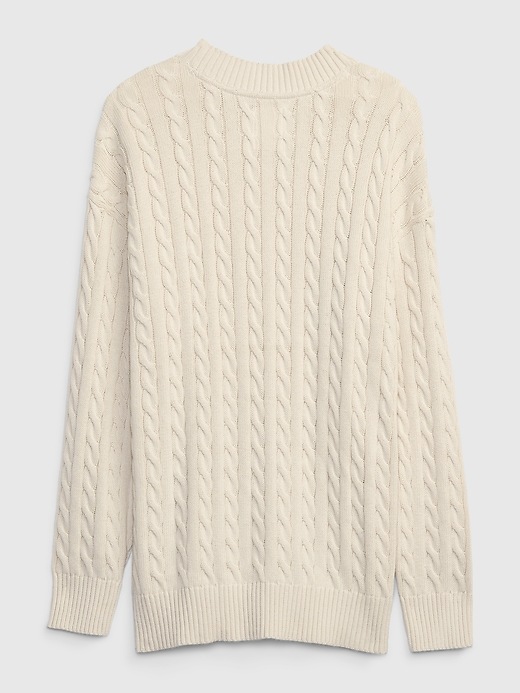 Image number 4 showing, Teen 100% Organic Cotton Oversized Cable-Knit Sweater