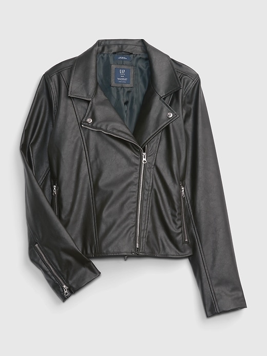 Image number 3 showing, Teen 100% Recycled Faux-Leather Moto Jacket