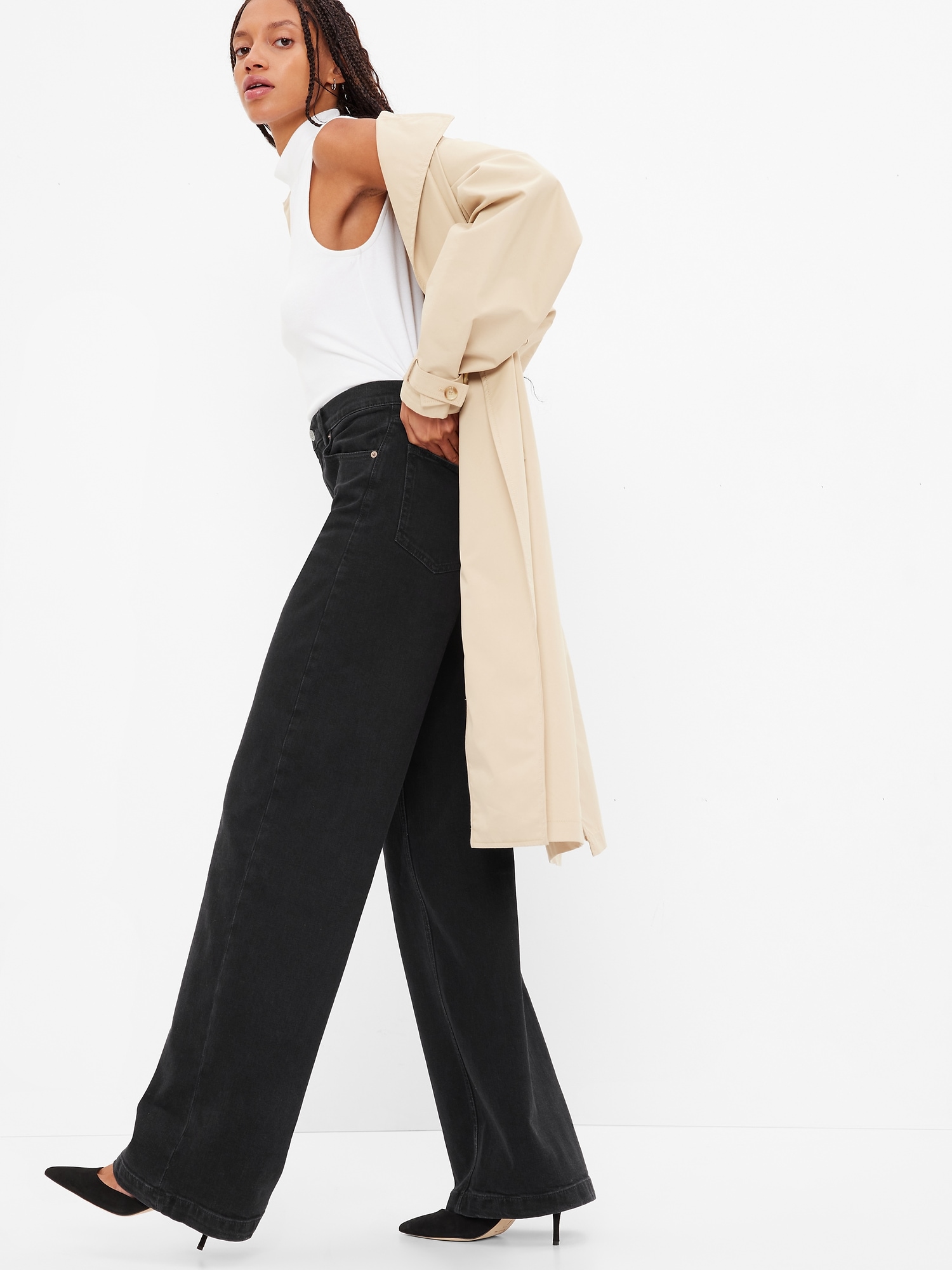 High Rise Stride Wide-Leg Jeans