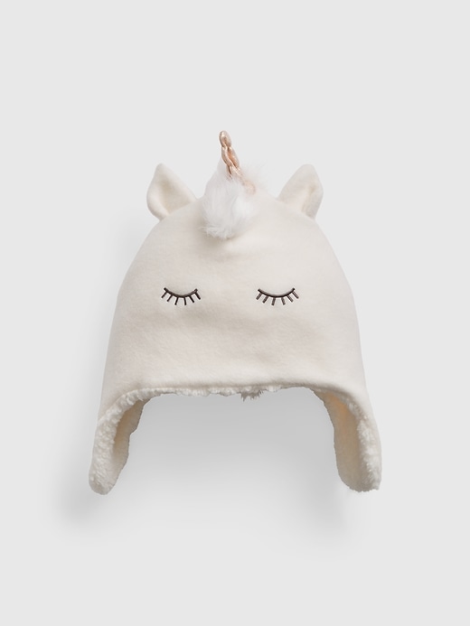 1 of 8 showing, with the color new off white of product Toddler Unicorn Trapper Hat