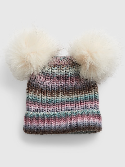 1 of 8 showing, with the color multi of product Toddler Double Pom Beanie