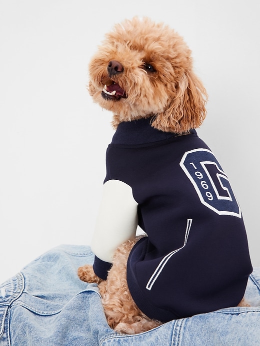 1 of 8 showing, with the color navy blue of product Varsity Dog Jacket