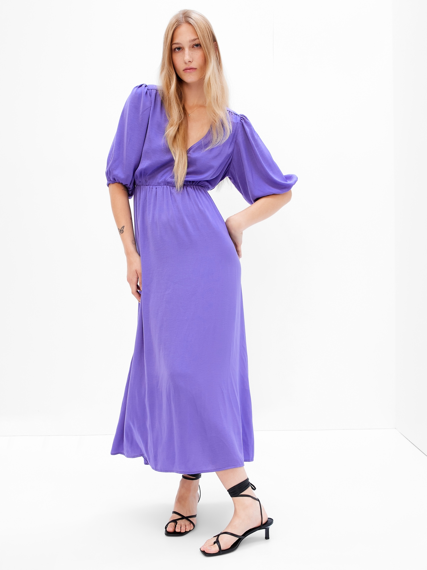 Gap Blouson Cutout Maxi Dress In Blue Iris ModeSens
