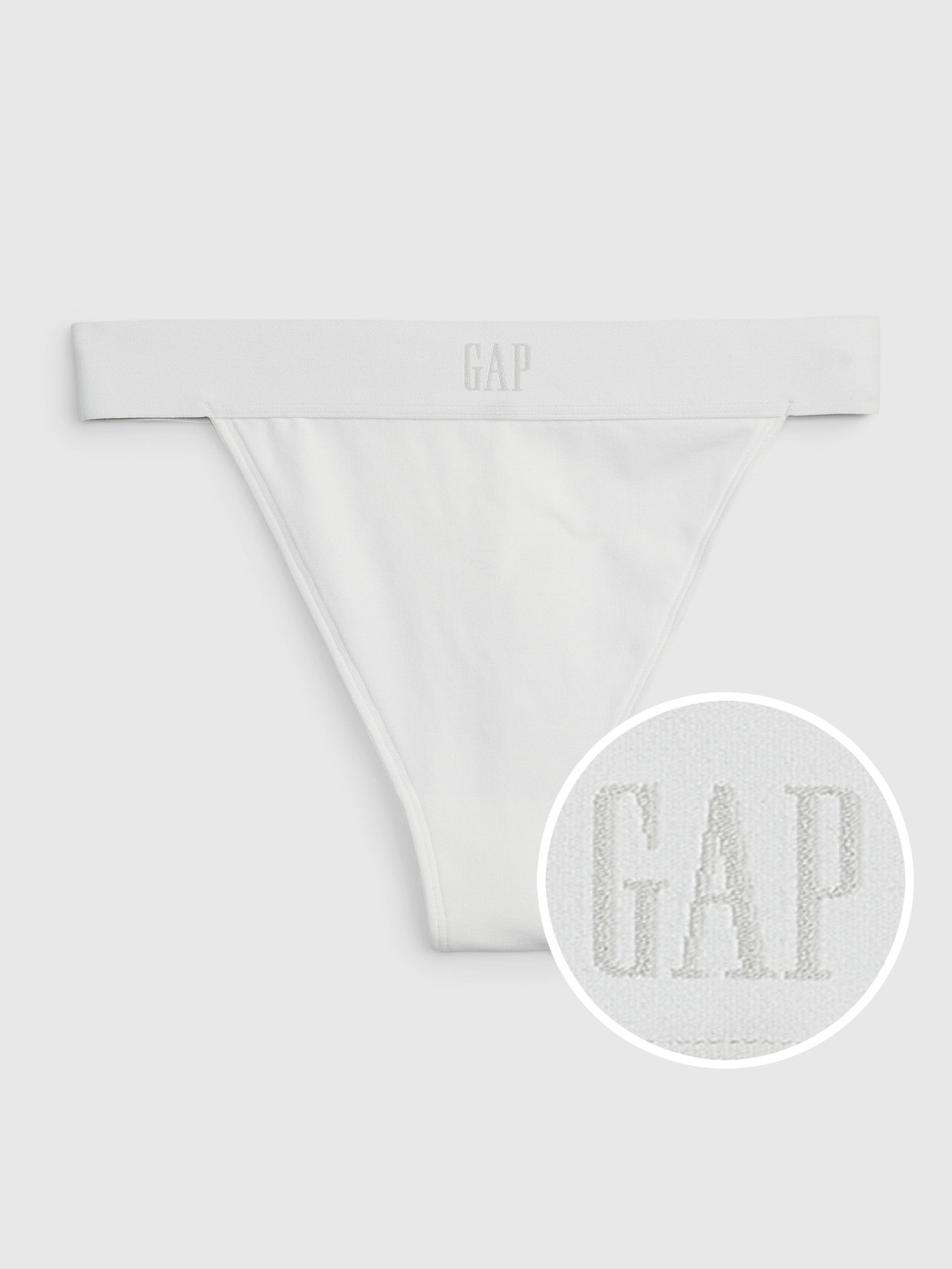 Gap Stretch Cotton Gap Logo Thong White 409122022