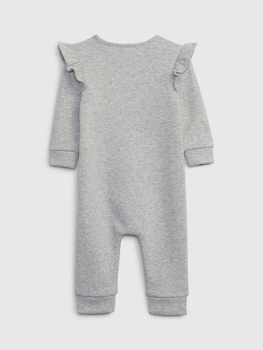 2 of 8 showing, with the color heather grey of product Baby Cozy Ruffle One-Piece