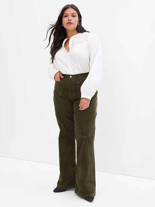 Image number 4 showing, High Rise Corduroy '70s Flare Jeans with Washwell