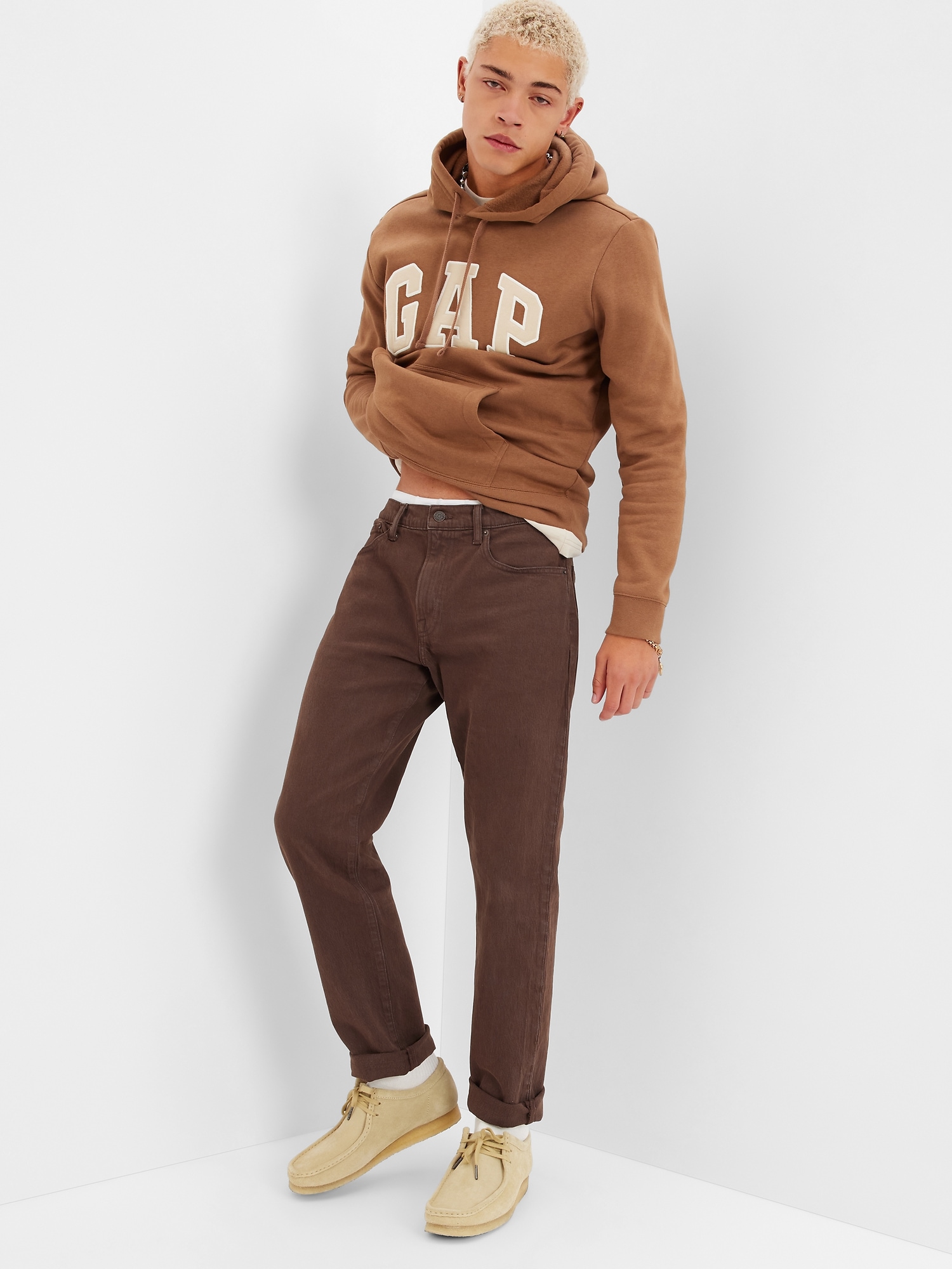 Gap Straight Jeans In Flex With Washwell In Woodsy Brown