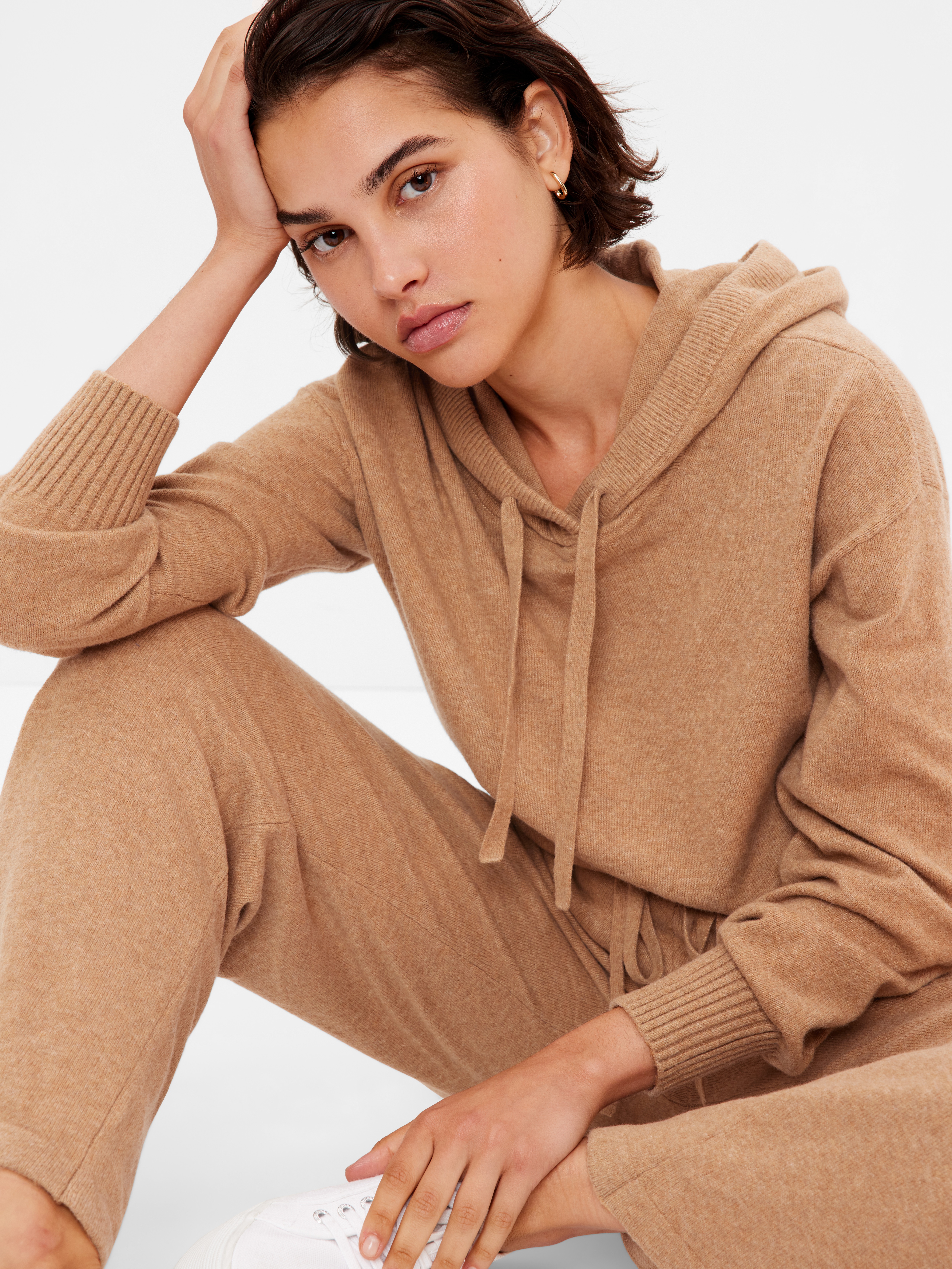 Women's Cashsoft Sweater Hoodie by Gap Camel Heather Size Xs