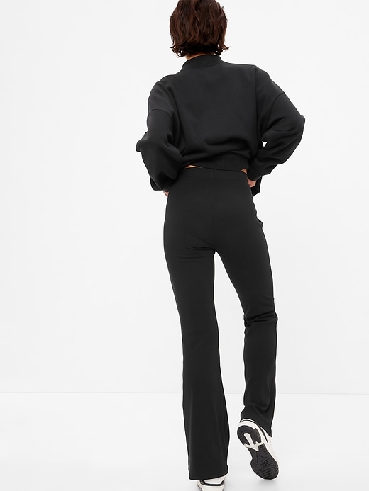 2 of 8 showing, with the color true black of product Mid Rise Rib Flare Pants