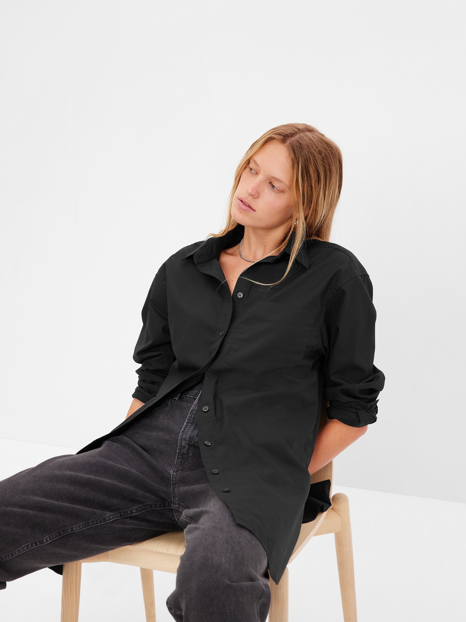 Gap Organic Cotton Weekend Tunic Shirt In Black