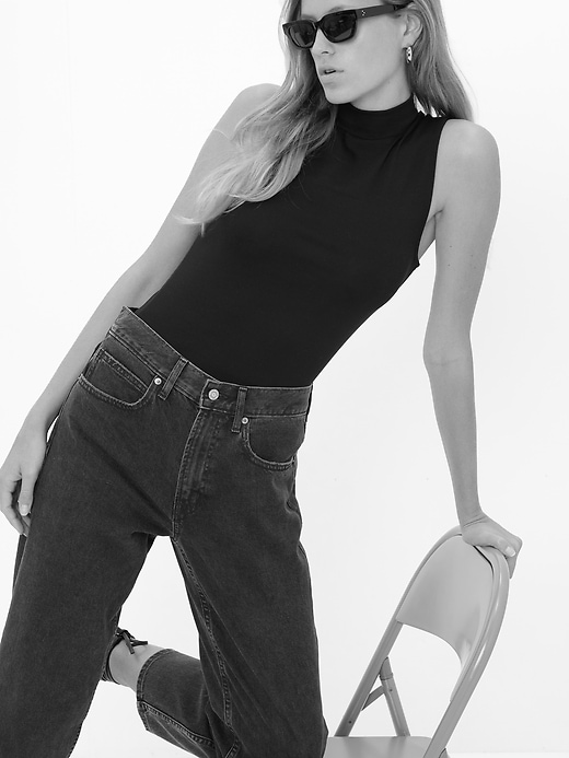 High Rise Barrel Jeans with Washwell Gap