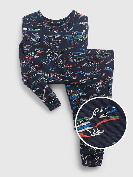 1 of 8 showing, with the color blue galaxy of product Baby & Toddler Organic Cotton Dino PJ Set