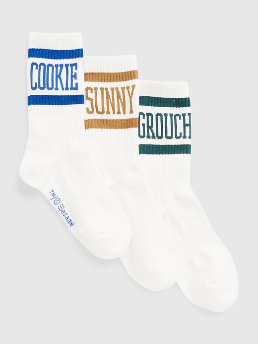 1 of 8 showing, with the color multi of product Gap × Sesame Street Quarter Crew Socks (3-Pack)