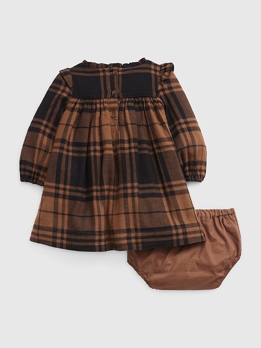 2 of 8 showing, with the color brown black plaid of product Baby Plaid Dress Set