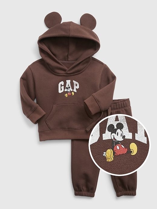 1 of 8 showing, with the color BROWN NOIR of product Gap × Disney Baby Mickey Mouse Sweat Set