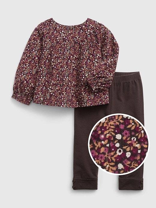 1 of 8 showing, with the color BROWN NOIR of product Baby Corduroy Two-Piece Outfit Set