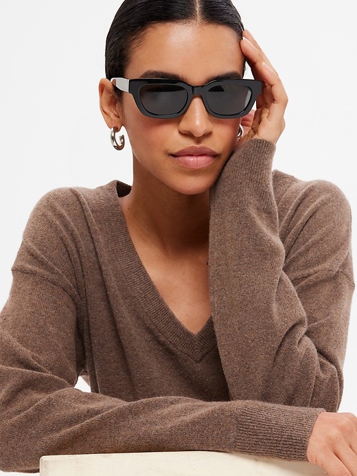 1 of 8 showing, with the color COZY BROWN of product CashSoft V-Neck Sweater