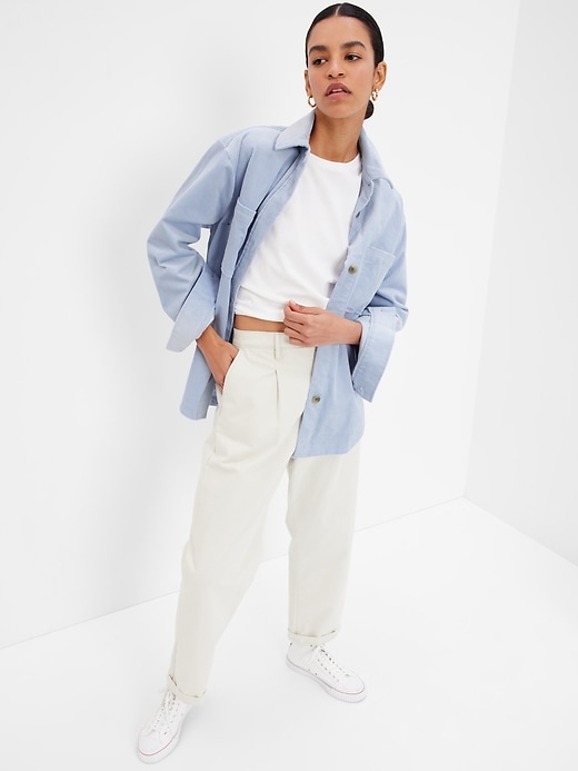 1 of 8 showing, with the color ice blue of product Oversized Corduroy Shirt