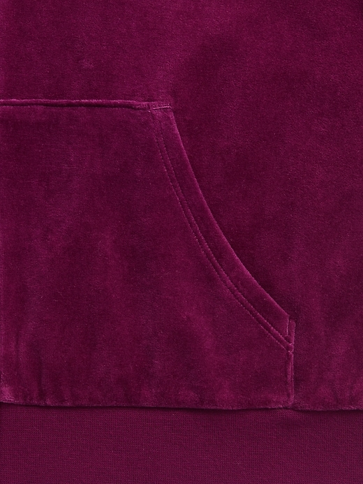 2 of 8 showing, with the color huckleberry purple of product Velour Full-Zip Hoodie