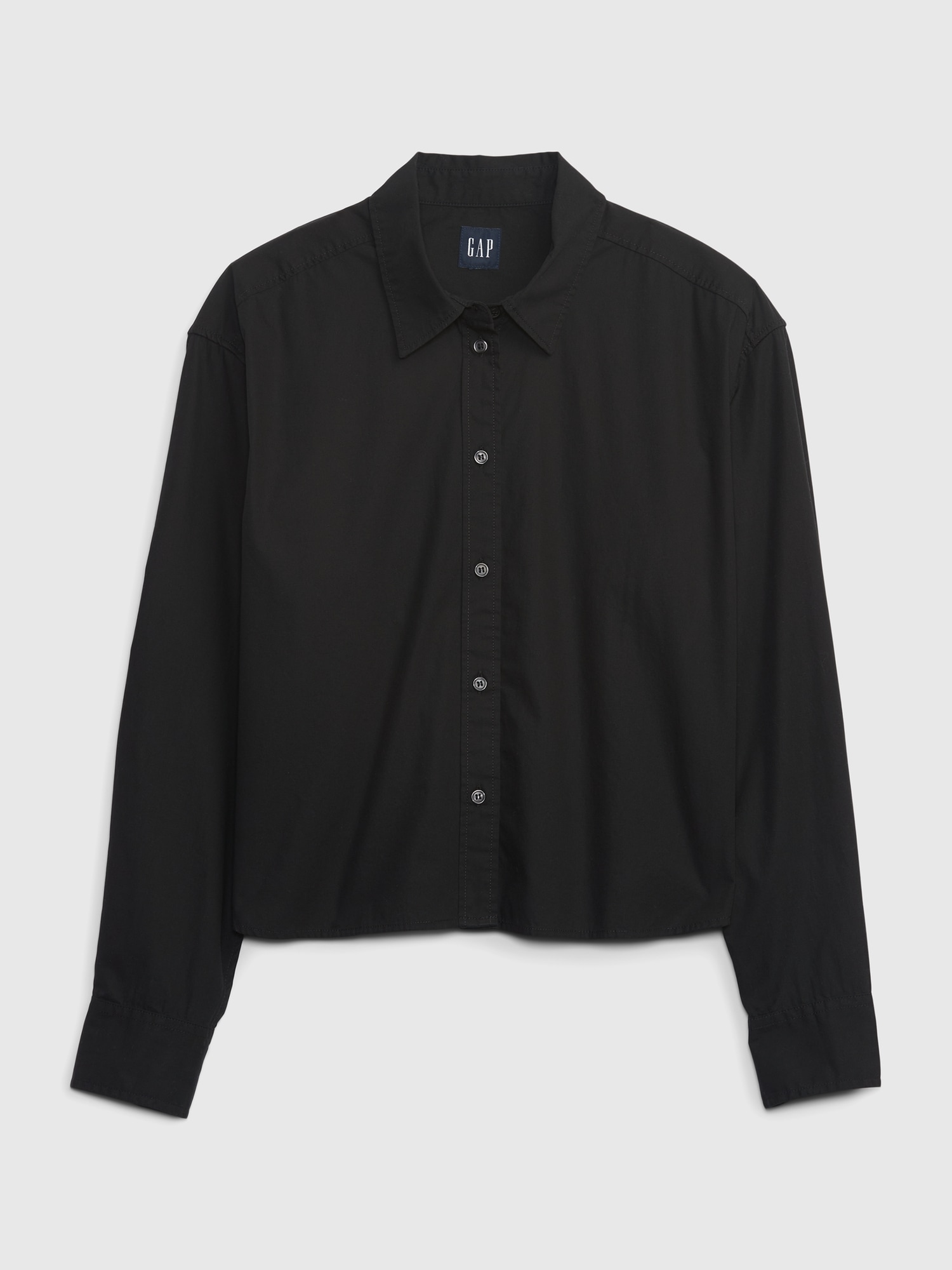 Gap Organic Cotton Cropped Shirt In Black