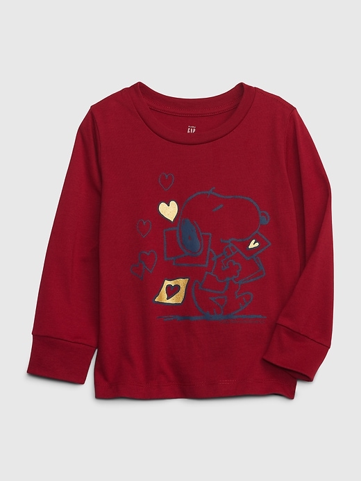 1 of 8 showing, with the color deep crimson red of product babyGap &#124 Peanuts Graphic T-Shirt