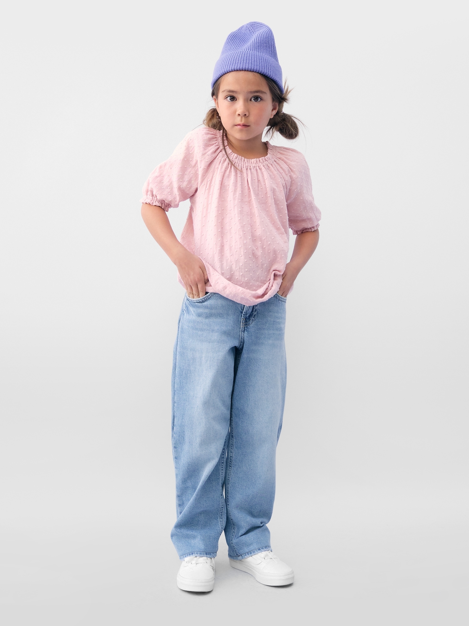 Gap Kids High Rise '90s Loose Jeans blue. 1