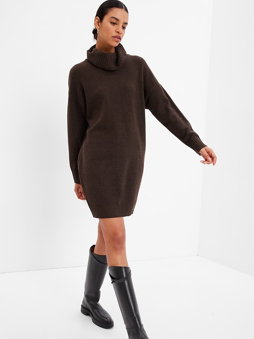 Image number 1 showing, CashSoft Turtleneck Mini Sweater Dress