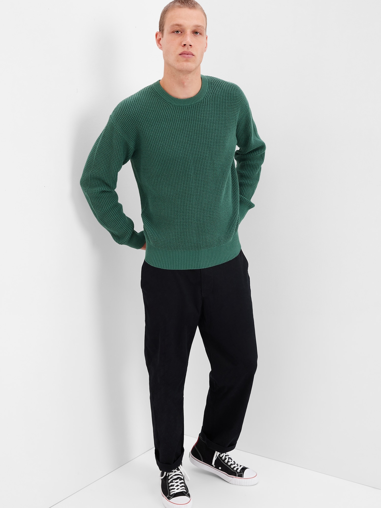 gap waffle crewneck sweater