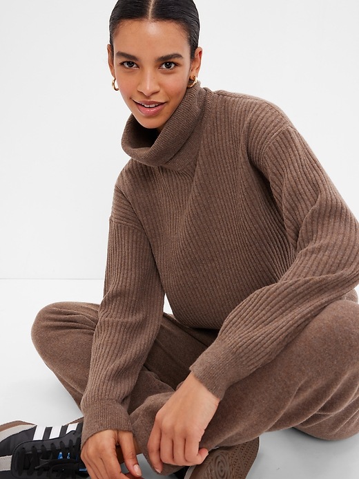 View large product image 1 of 1. CashSoft Rib Turtleneck Sweater