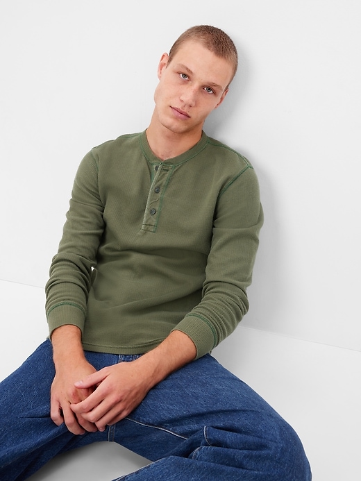 1 of 8 showing, with the color mistletoe of product Waffle Henley T-Shirt