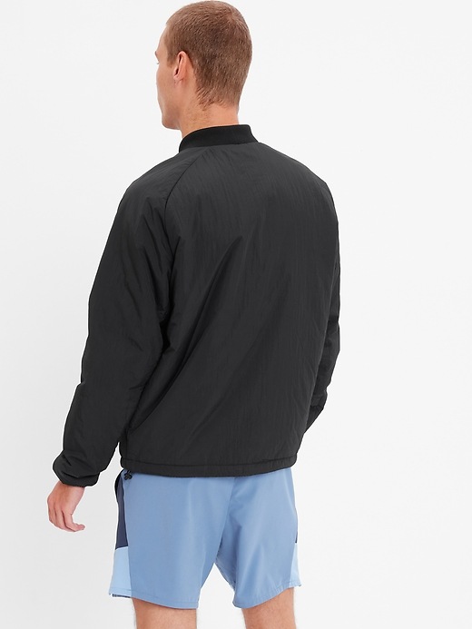 2 of 8 showing, with the color true black of product GapFit Primaloft Bomber Jacket