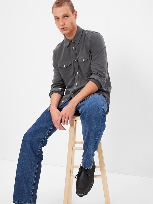 1 of 8 showing, with the color washed black of product Slub Cotton Shirt