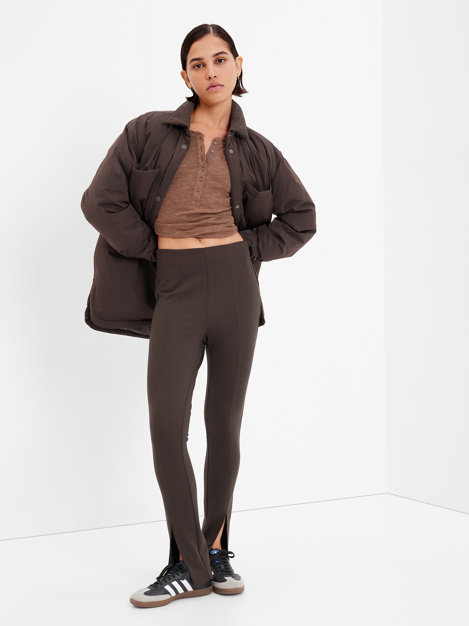 Gap Puffer Shirt Jacket In Brown Noir ModeSens